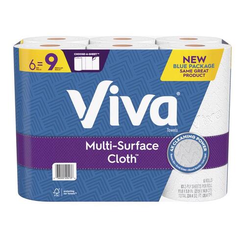 VIVA 49413-XCP4 Paper Towels Multi-Surface Cloth 83 sheet 2 ply White - pack of 4