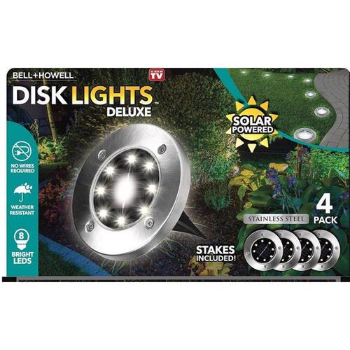 Bell + Howell 2016 Garden Light Disk Lights Deluxe Solar Powered 3.75 W LED Silver