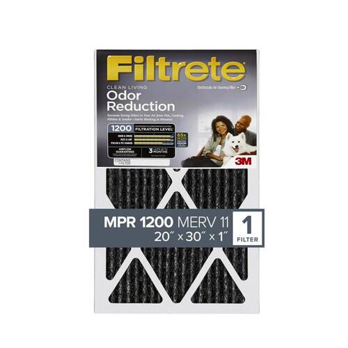 Air Filter, 30 in L, 20 in W, 11 MERV, 85 % Filter Efficiency, Carbon Filter Media