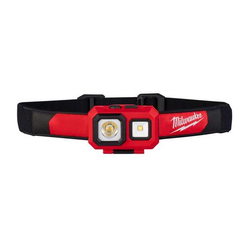 Milwaukee 2104 TRUEVIEW Headlamp, AAA Battery, LED Lamp, 450 Lumens, Flood, Spot Beam, 295 ft Beam Distance, Red