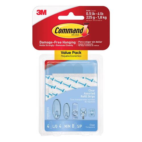 Refill Strips Command Assorted Plastic Clear