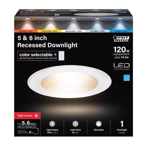 Dimmable Recessed Downlight White 5-6" W Aluminum LED 14.3 W White