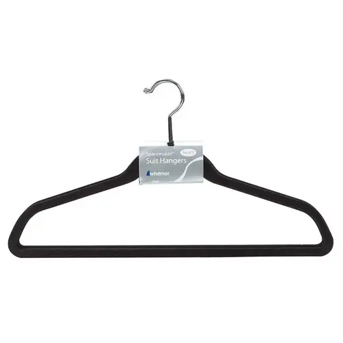 Flocked Hanger 9-5/8" H X 1/4" W X 17-3/4" L Plastic Black Black