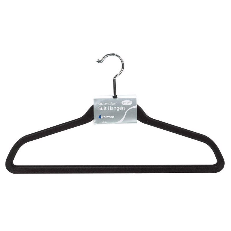 Whitmor 6478-1621-5-BLK Flocked Hanger 9-5/8" H X 1/4" W X 17-3/4" L Plastic Black Black