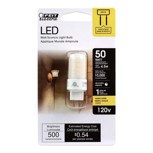 Feit Electric BP50JCD/830/LED LED Bulb T4 GY6.35 Warm White 50 Watt Equivalence Frosted