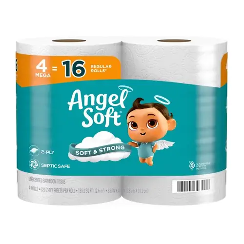 Toilet Paper 4 Rolls 429 sheet 45 ft. White - pack of 12