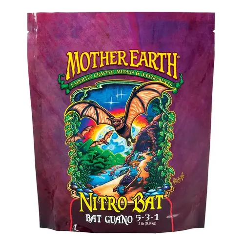 Mother Earth HGC733955 Nitro Bat Guano, 2 lb Bag, Solid, 5-3-1 N-P-K Ratio Brown