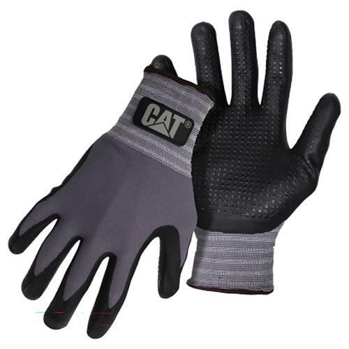 017419L Dipped Gloves, L, Knit Wrist Cuff, Nitrile Coating, Nylon Glove, Gray