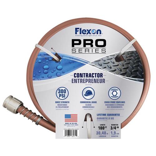 Flexon CX34100ACE Contractor Grade Hose Pro Series 3/4" D X 100 ft. L Heavy Duty Contractor Grade Gray Copper