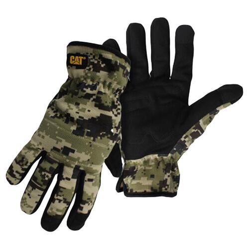 012270L Utility Gloves, Men's, L, Open Cuff, Spandex, Camouflage