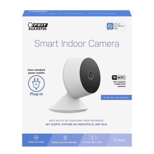 Wi-Fi Security Camera Plug-in Indoor Black/White Black/White