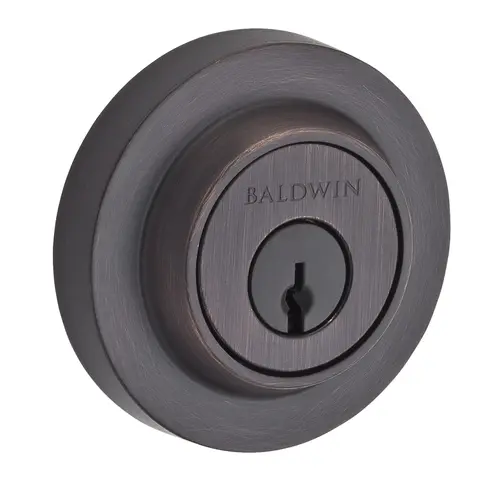 Single Cylinder Contemporary Round Deadbolt with 6AL Latch and Dual Strike Venetian Bronze Finish