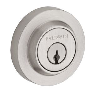 Single Cylinder Contemporary Round Deadbolt with 6AL Latch and Dual Strike Satin Nickel Finish