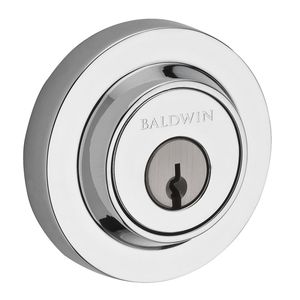 Single Cylinder Contemporary Round Deadbolt with 6AL Latch and Dual Strike Bright Chrome Finish