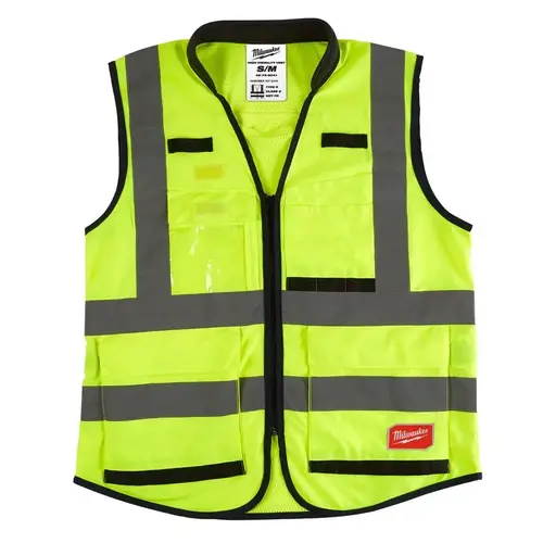 High-Visibility Safety Vest, 2XL, 3XL, Unisex, Fits to Chest Size: 46 to 50 in, Polyester, Yellow