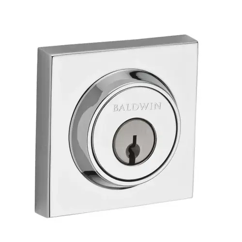Baldwin Reserve DCCSD260S Double Cylinder Contemporary Square Deadbolt with 6AL Latch, Dual Strike, and SmartKey Bright Chrome Finish