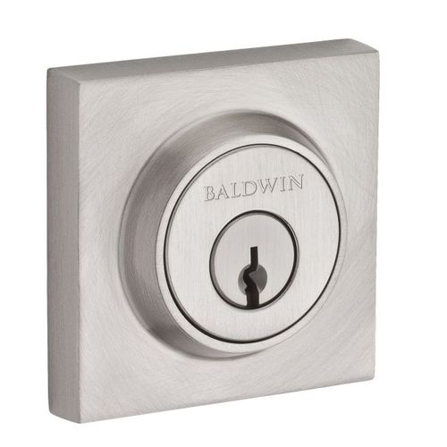 Baldwin Reserve DCCSD150S Double Cylinder Contemporary Square Deadbolt with 6AL Latch, Dual Strike, and SmartKey Satin Nickel Finish