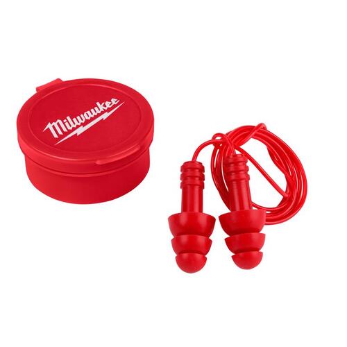 Milwaukee 48-73-3151 Reusable Ear Plugs, 26 dB NRR, Silicone Ear Plug, Red Ear Plug - pack of 3