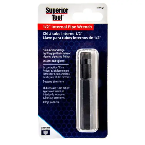 0 Internal Pipe Wrench, 1/2 in Jaw, Straight Jaw, Steel, Nickel Chrome