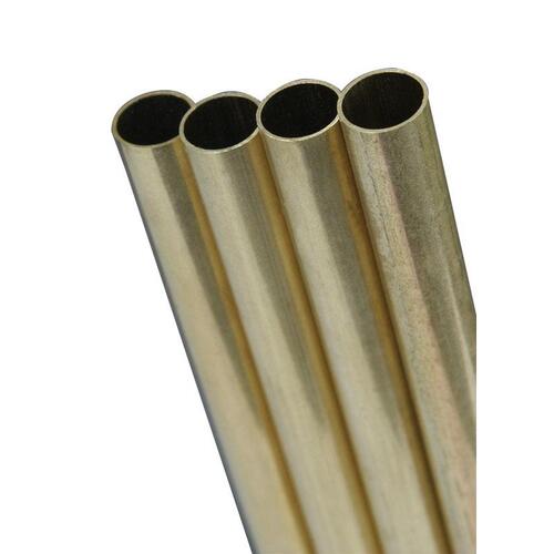Decorative Metal Tube, Round, 12 in L, 1/16 in Dia, 0.014 in Wall, Brass - pack of 3