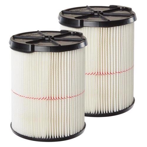 Wet/Dry Vac Cartridge Filter 6.75" D General Purpose 5-20 gal White Pair