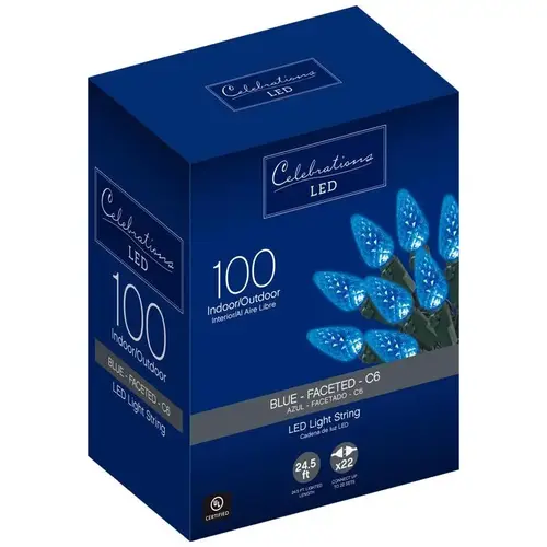 Christmas Lights LED C6 Blue 100 ct String 24.75 ft.