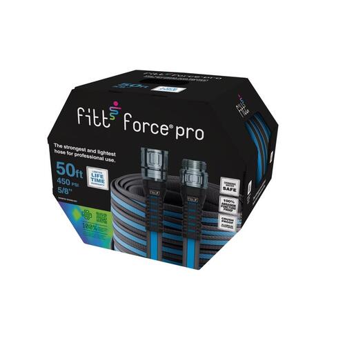 Fitt FFP59006 Garden Hose Force Pro 5/8" D X 50 ft. L Heavy Duty Premium Grade Black,Blue Black/Blue