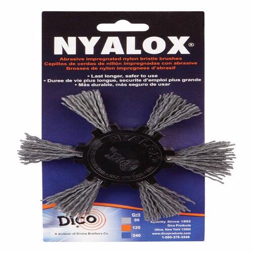 Dico 541-776-4 Mandrel Mounted Flap Brush Nyalox 4" D X 1/4" Aluminum Oxide Wheel Brush 80 Grit