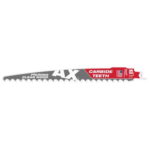 AX Reciprocating Saw Blade, 9 in L, 3 TPI, Carbide Cutting Edge Gray