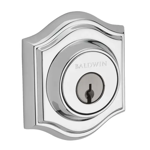 Baldwin Reserve SCTAD260 Single Cylinder Traditional Arch Deadbolt with 6AL Latch and Dual Strike Bright Chrome Finish