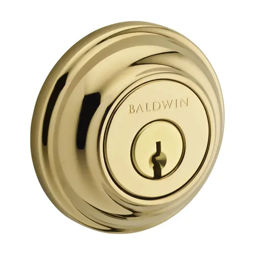 Baldwin Reserve DCTRD003 Double Cylinder Traditional Round Deadbolt with 6AL Latch and Dual Strike Lifetime Brass Finish