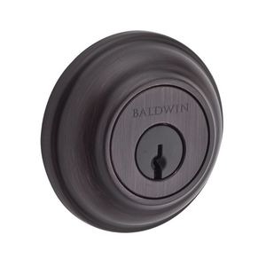 Single Cylinder Traditional Round Deadbolt with 6AL Latch, Dual Strike, and SmartKey Venetian Bronze Finish