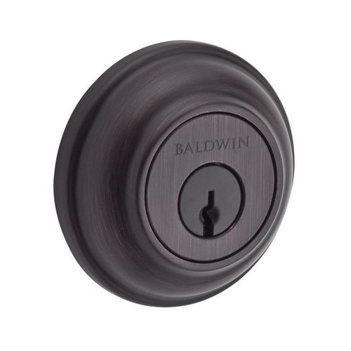 Baldwin Reserve DCTRD112S Double Cylinder Traditional Round Deadbolt with 6AL Latch, Dual Strike, and SmartKey Venetian Bronze Finish