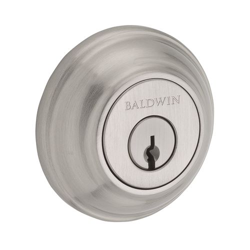 Baldwin Reserve DCTRD150 Double Cylinder Traditional Round Deadbolt with 6AL Latch and Dual Strike Satin Nickel Finish