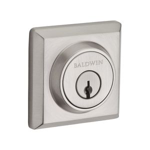 Single Cylinder Traditional Square Deadbolt with 6AL Latch and Dual Strike Satin Nickel Finish