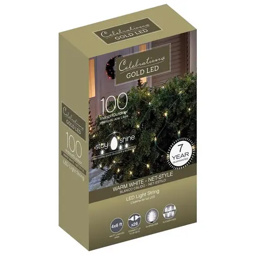 Christmas Lights Gold LED Mini Clear/Warm White 100 ct Net 33 ft.