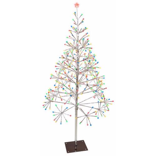 Pathway Decor Platinum LED Multi 5 ft. Shimmering Tree