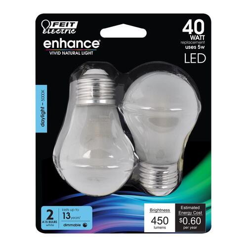 Filament LED Bulb Enhance A15 E26 (Medium) Daylight 40 W White Pair