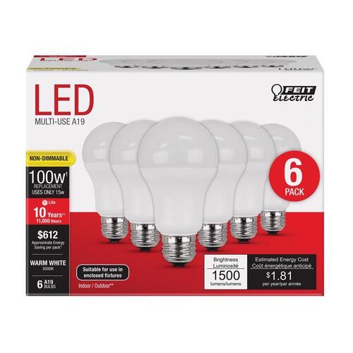 LED Bulb A19 E26 (Medium) Warm White 100 Watt Equivalence Frosted