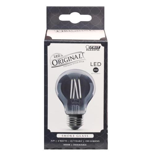 LED Bulb, Decorative, A19 Lamp, 25 W Equivalent, E26 Lamp Base, Dimmable, Smoke