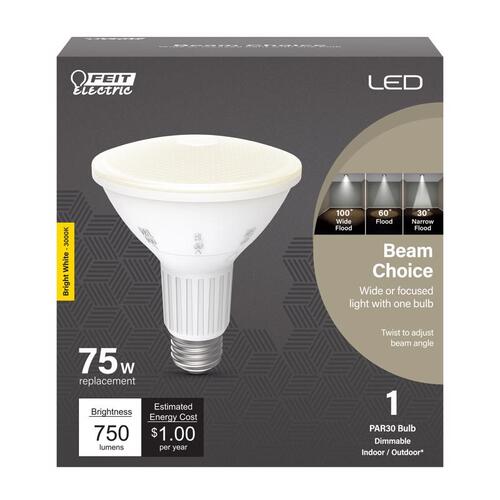 LED Bulb, Flood/Spotlight, PAR30 Lamp, 75 W Equivalent, E26 Lamp Base, Dimmable, White Frosted