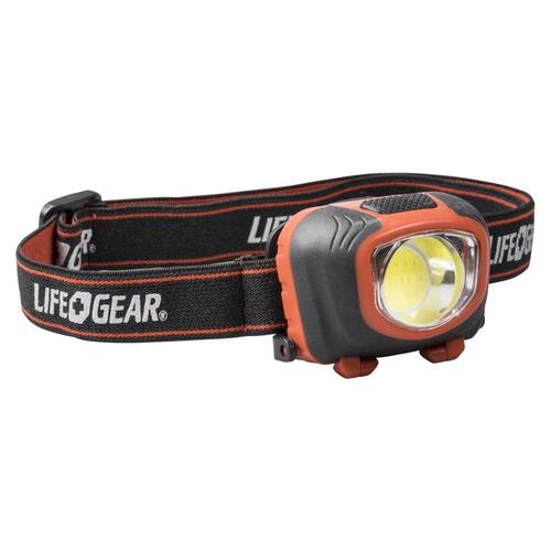 Headlamp, AAA Battery, Alkaline Battery, LED Lamp, 260 Lumens, 3 hr Run Time, Black/Red