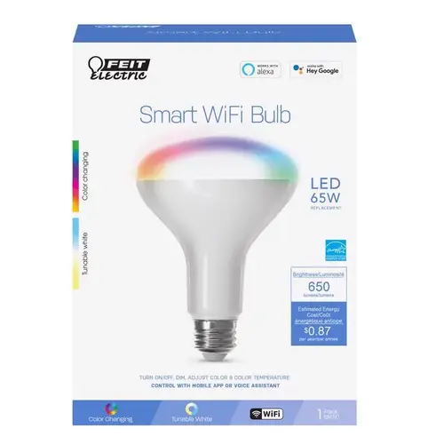 Smart Bulb, 8 W, Wi-Fi Connectivity: 2.4 GHz, Voice Control, Medium E26 Lamp Base Clear