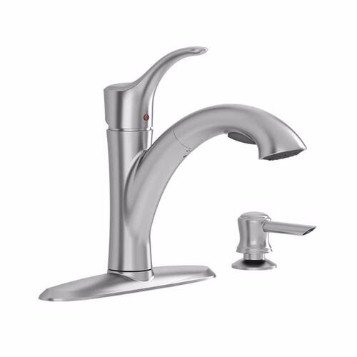 American Standard 9015.101.075 Mesa 9015.101.075 Pull-Out Kitchen Faucet with Soap Dispenser, 1.8 gpm, 1-Faucet Handle, Lever Handle