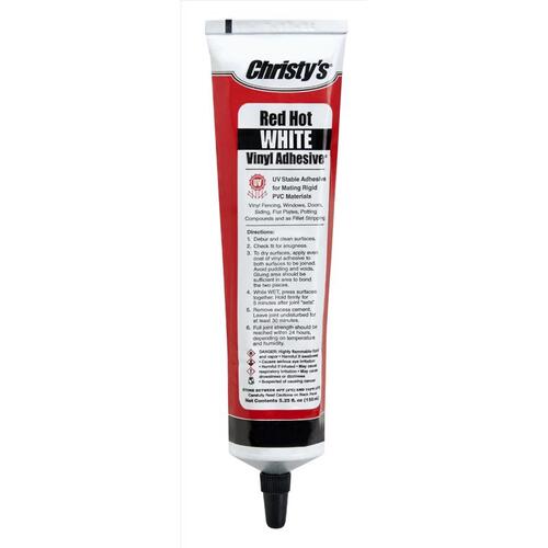 Christy's 505115 Adhesive and Sealant Red Hot White For PVC/Vinyl 5.25 oz White