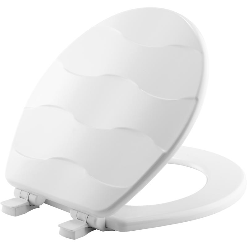 Mayfair 33SLOW-000 33SLOW 000 Toilet Seat, Round, Wood, White, Easy Clean and Change Hinge