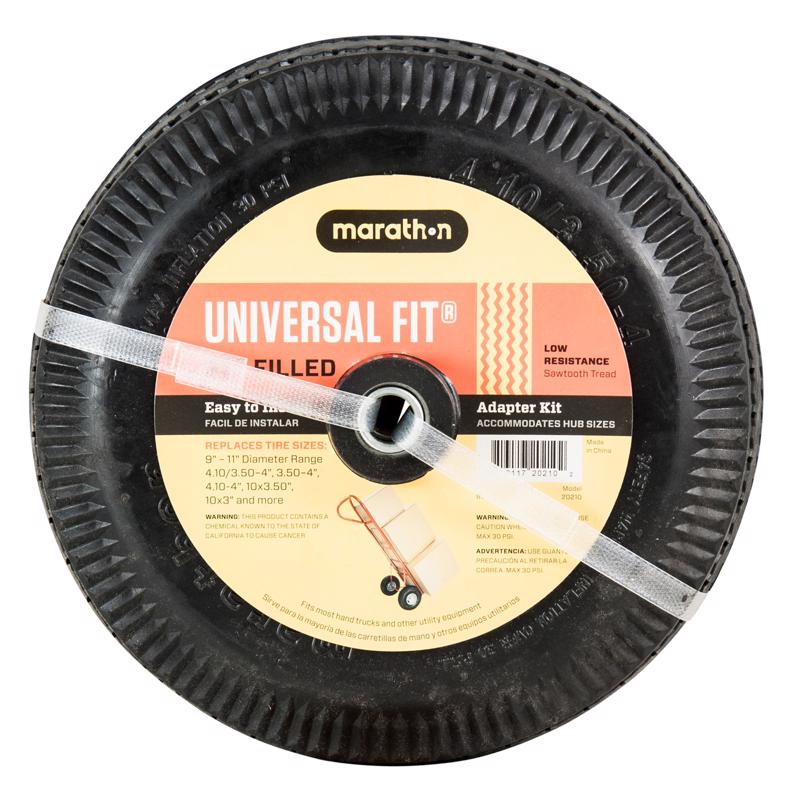 MARATHON 20210 Hand Truck Tire Universal Fit 4" D X 10" D 300 lb. cap. Offset Rubber