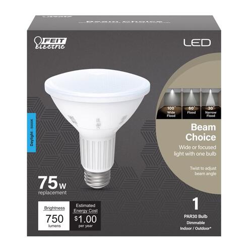 LED Bulb, Flood/Spotlight, PAR30L Lamp, 75 W Equivalent, E26 Lamp Base, Dimmable Frosted