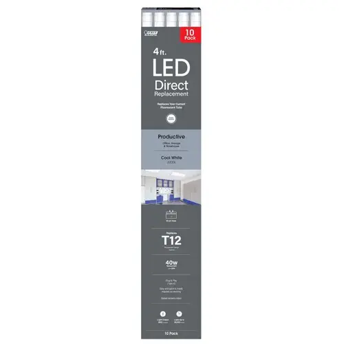 LED Bulb Plug and Play T12 Cool White 48" G13 (Medium Bi-Pin) Linear 40 Watt Equiva White