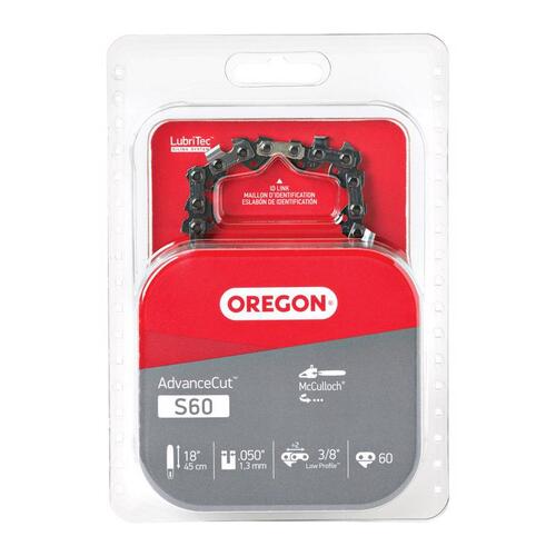 Oregon S60 Chainsaw Chain, 18 in L Bar, 0.05 Gauge, 3/8 in TPI/Pitch, 60-Link